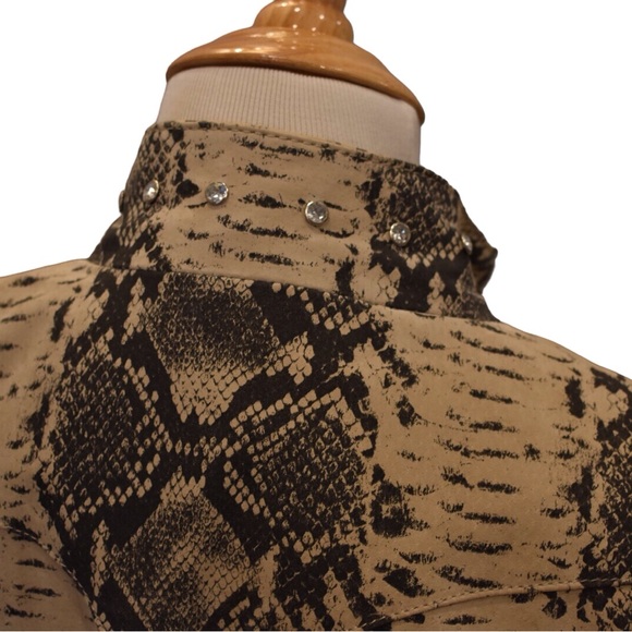 Vintage Pamela McCoy Snake  Printed Fringe Leather Jacket - Picture 3 of 8